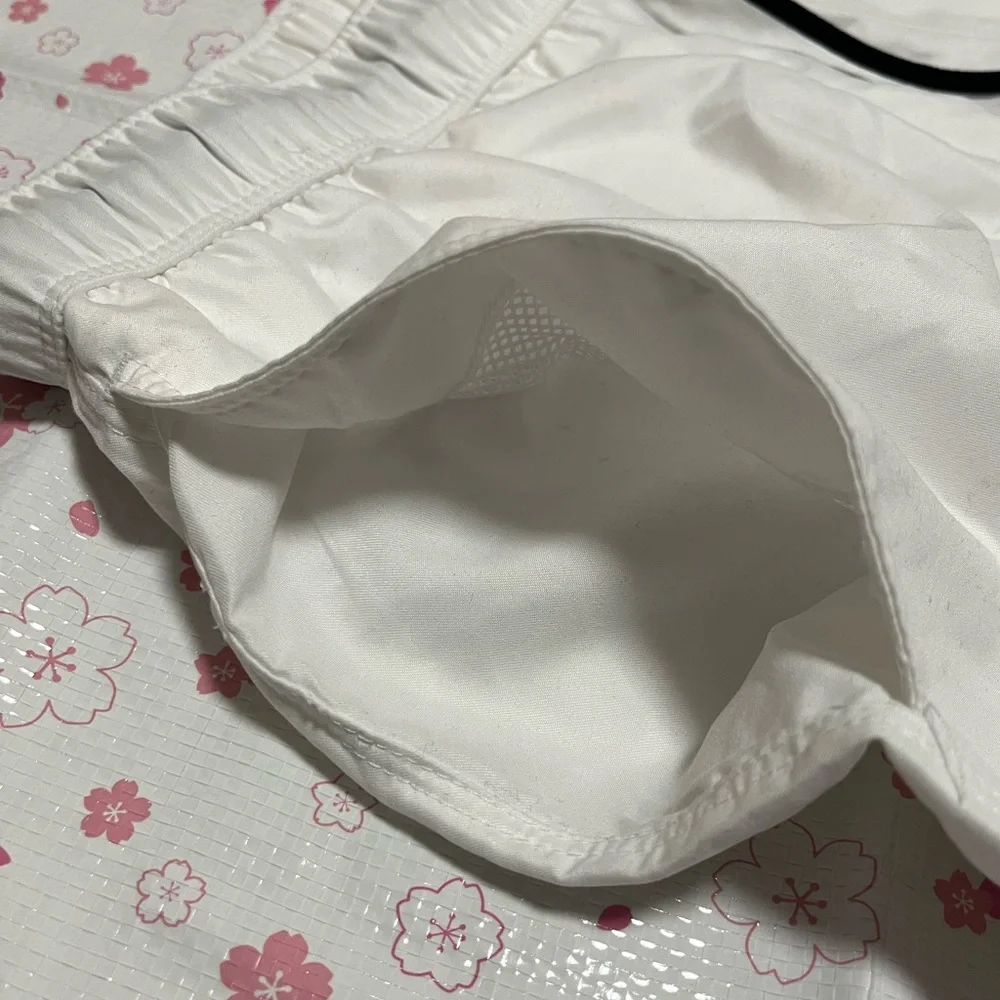 ASOS Design Men's White Swim Shorts with Black Drawstring Waistband Size L
